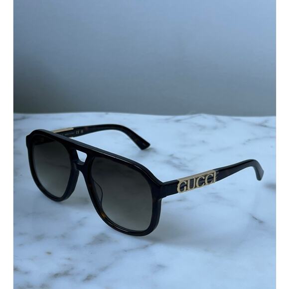 NEW Gucci GG1188S Brown Havana Logo Aviator Sunglasses - Picture 1 of 7